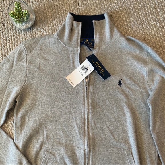 New Polo Ralph Lauren Gray Full Zip Sweater - Picture 2 of 9